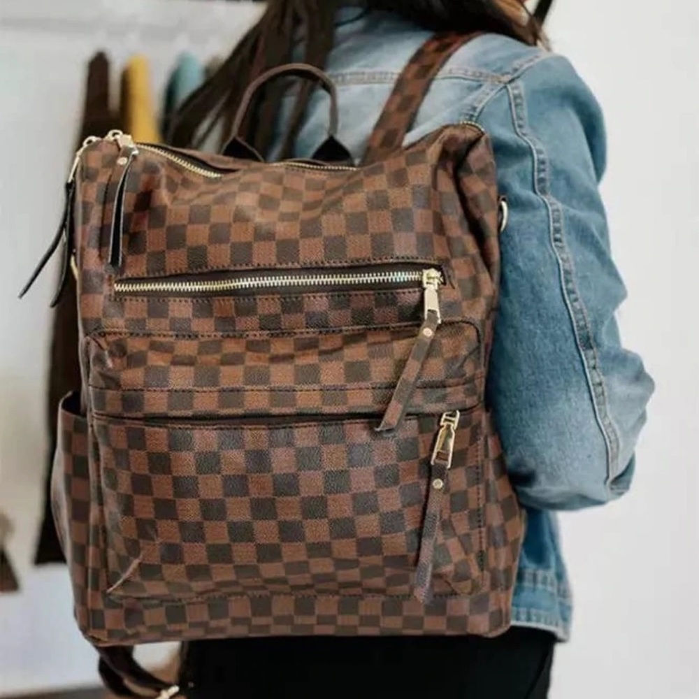 Checkered Backpack W/ Strap NWT
